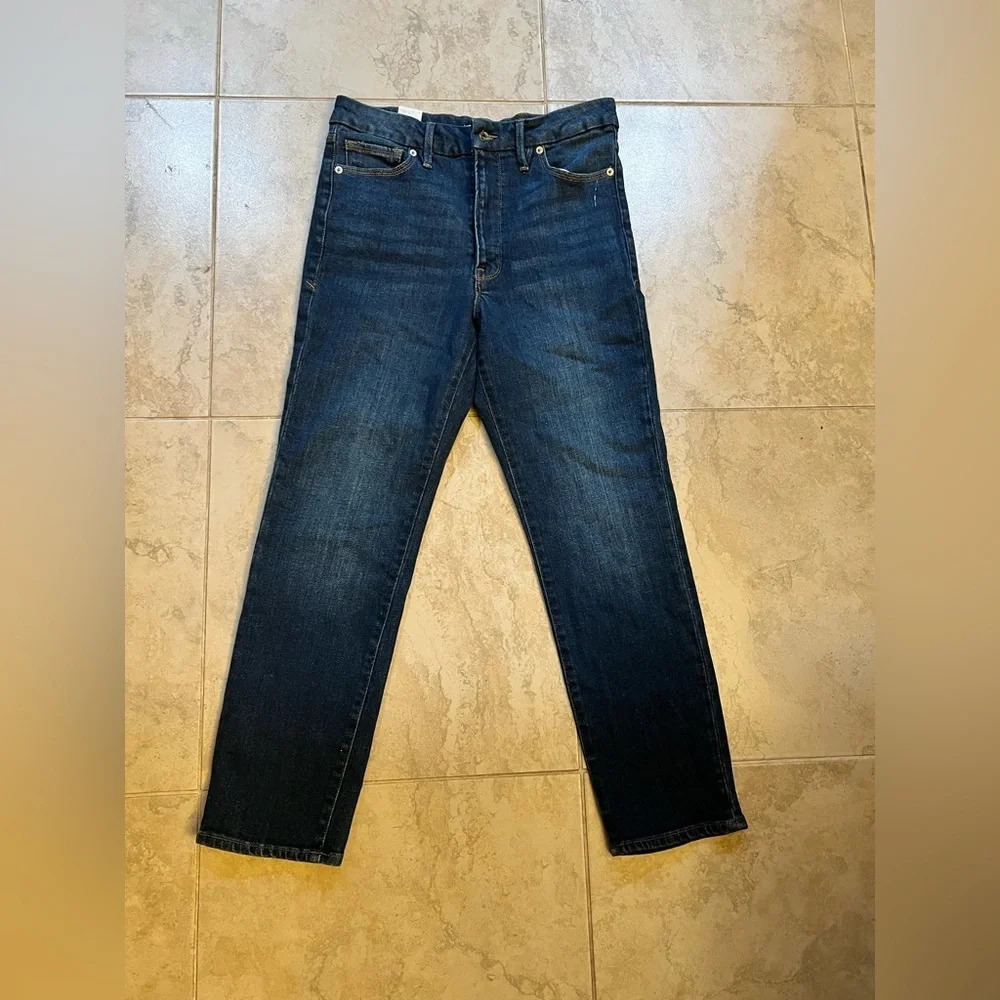 Good American Dark Blue Straight Leg Jeans